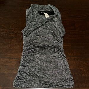 Silver and black medium sleeveless blouse